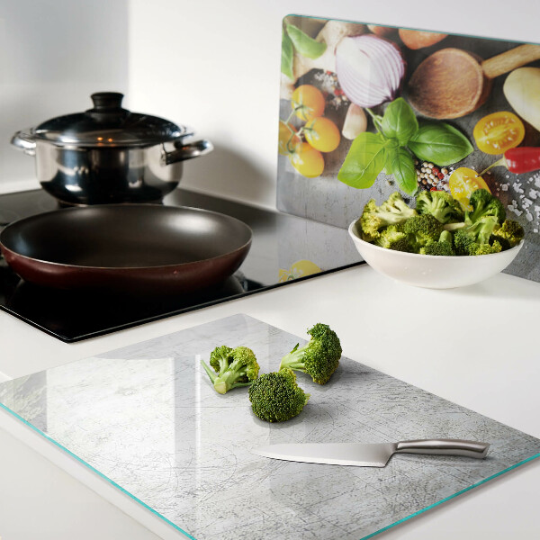 Snijplanken glas Keukeningrediënten en kruiden