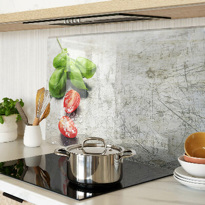 Glazen snijplanken Tomaten met basilicum en zout