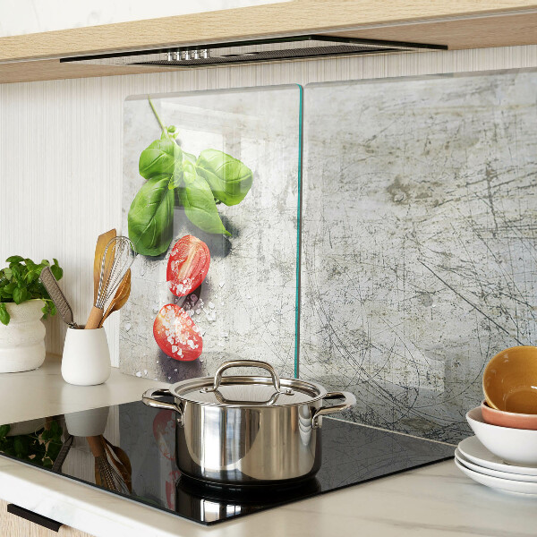 Glazen snijplanken Tomaten met basilicum en zout