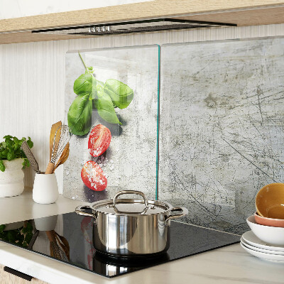 Glazen snijplanken Tomaten met basilicum en zout