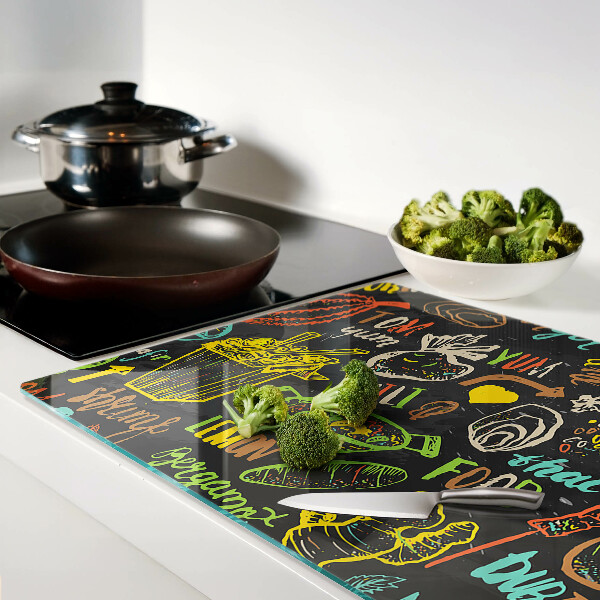 Glazen snijplanken Culinair thema met eten