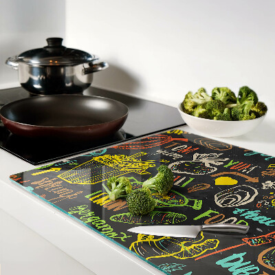 Glazen snijplanken Culinair thema met eten