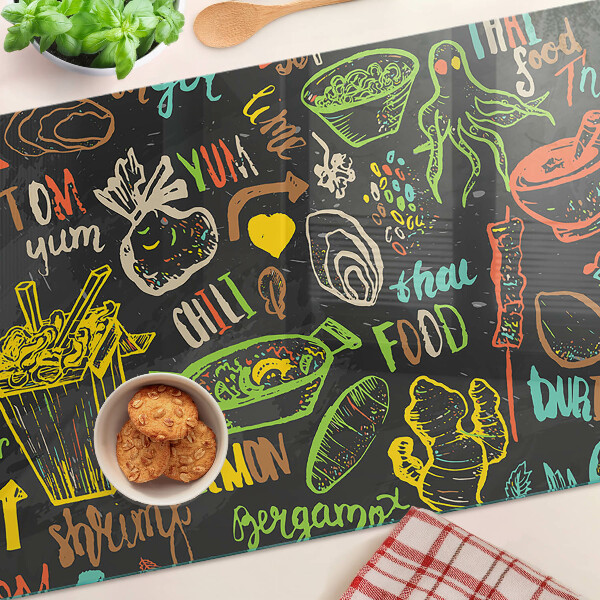 Glazen snijplanken Culinair thema met eten