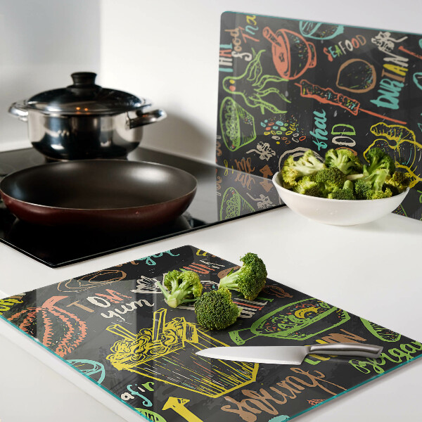 Glazen snijplanken Culinair thema met eten