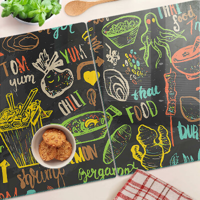 Glazen snijplanken Culinair thema met eten