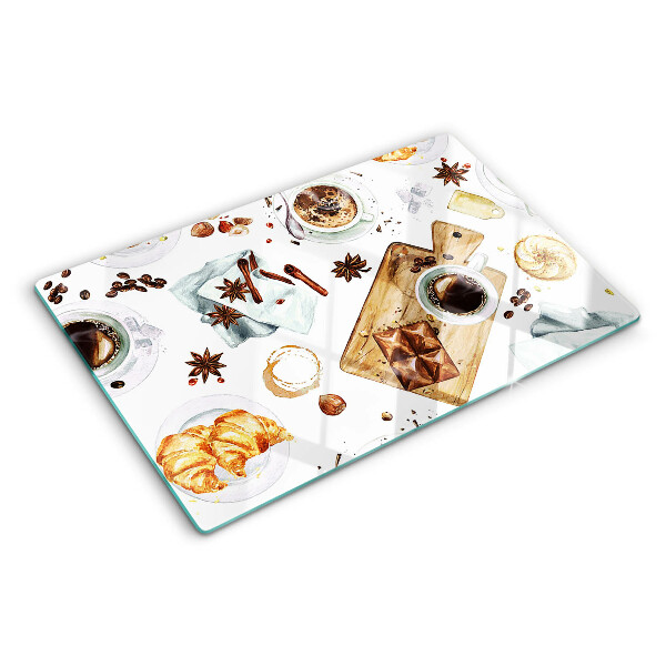 Snijplanken van glas Koffie, lekkernijen en gebak
