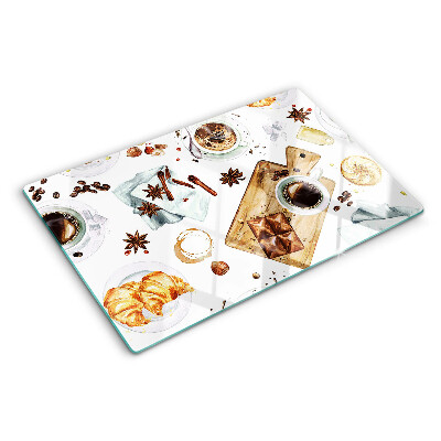 Snijplanken van glas Koffie, lekkernijen en gebak