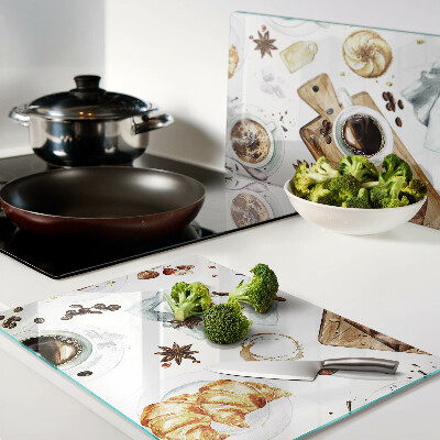 Snijplanken van glas Koffie, lekkernijen en gebak