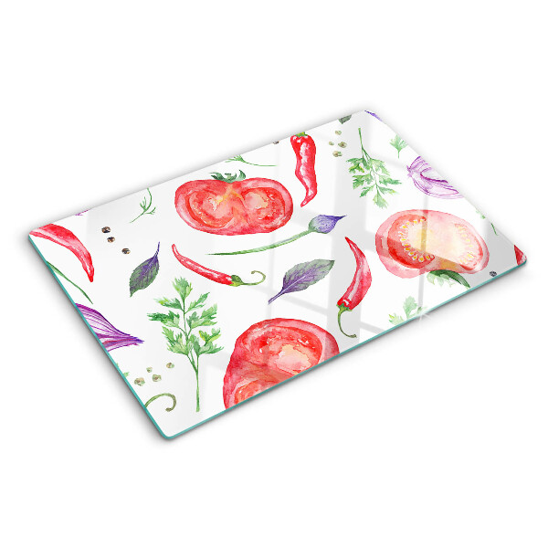 Snijplanken glas Groenteaccenten in aquarel