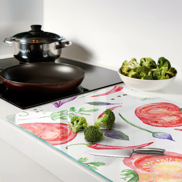 Snijplanken glas Groenteaccenten in aquarel