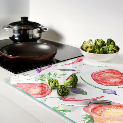 Snijplanken glas Groenteaccenten in aquarel