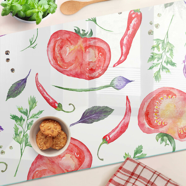 Snijplanken glas Groenteaccenten in aquarel