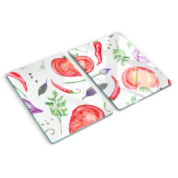 Snijplanken glas Groenteaccenten in aquarel