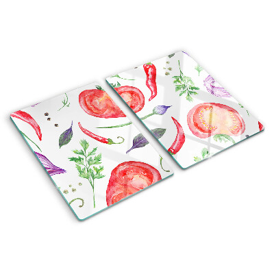 Snijplanken glas Groenteaccenten in aquarel