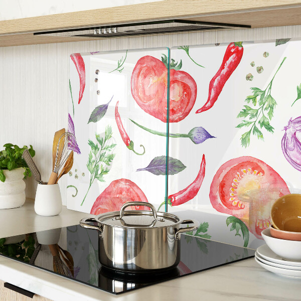 Snijplanken glas Groenteaccenten in aquarel