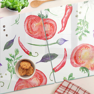 Snijplanken glas Groenteaccenten in aquarel