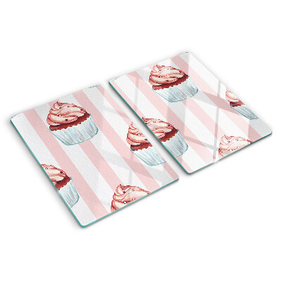 Glazen snijplanken Cupcakes met roze strepen