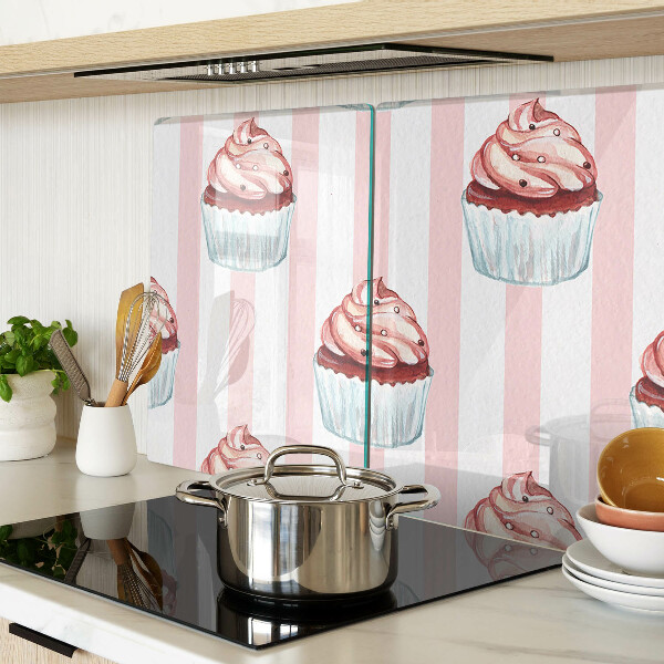 Glazen snijplanken Cupcakes met roze strepen