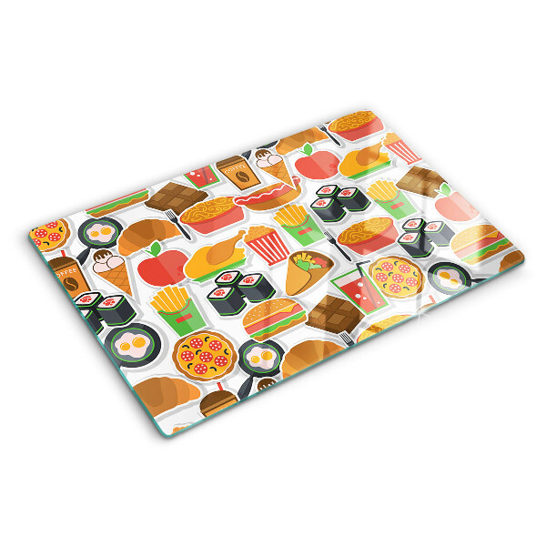 Glazen snijplanken Thema: eten en snacks