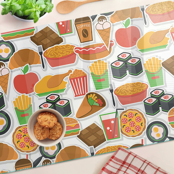 Glazen snijplanken Thema: eten en snacks