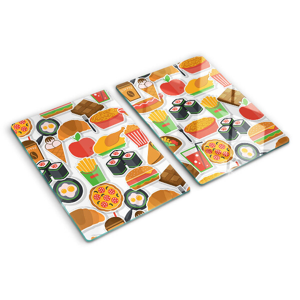 Glazen snijplanken Thema: eten en snacks