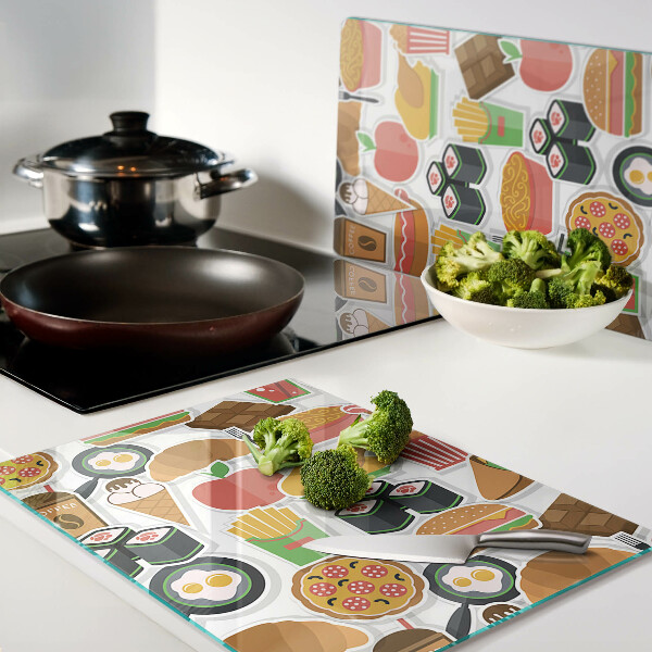 Glazen snijplanken Thema: eten en snacks