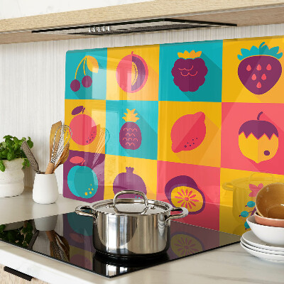 Snijplanken glas Fruitmotief in kleurrijke vierkanten