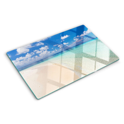 Snijplanken van glas Strand met een blauwe lucht