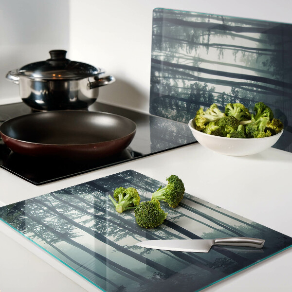 Snijplanken glas Bos in de mist