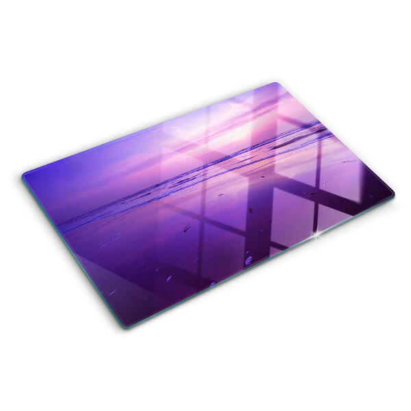 Snijplanken van glas Zonsondergang boven de zee