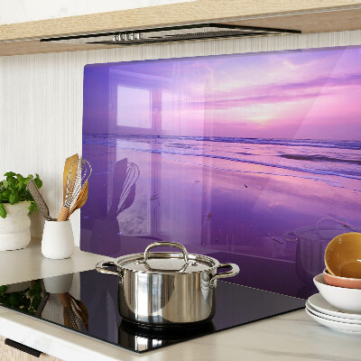 Snijplanken van glas Zonsondergang boven de zee