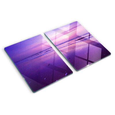 Snijplanken van glas Zonsondergang boven de zee