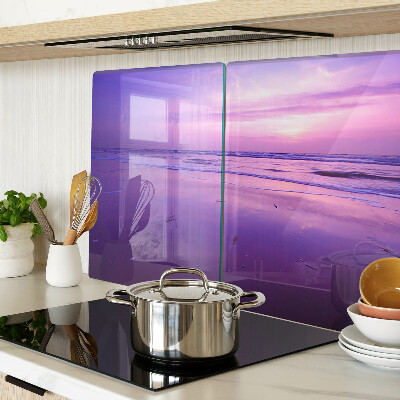 Snijplanken van glas Zonsondergang boven de zee