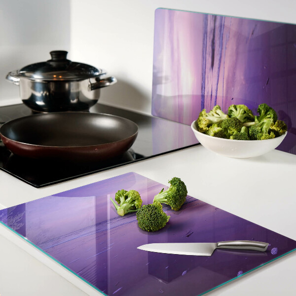 Snijplanken van glas Zonsondergang boven de zee