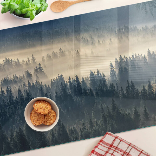 Snijplanken glas Mistig boslandschap