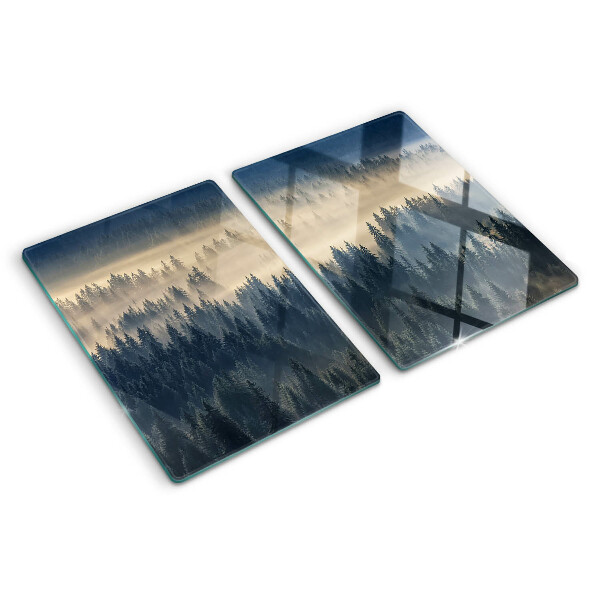 Snijplanken glas Mistig boslandschap