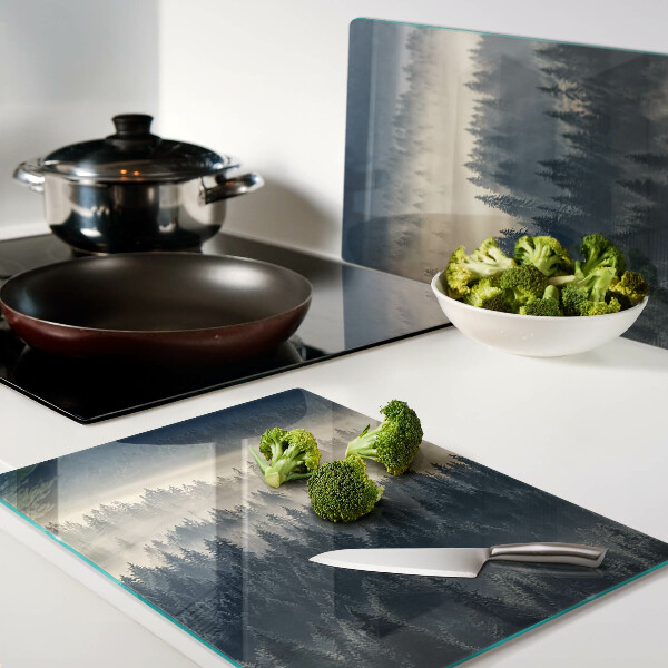 Snijplanken glas Mistig boslandschap