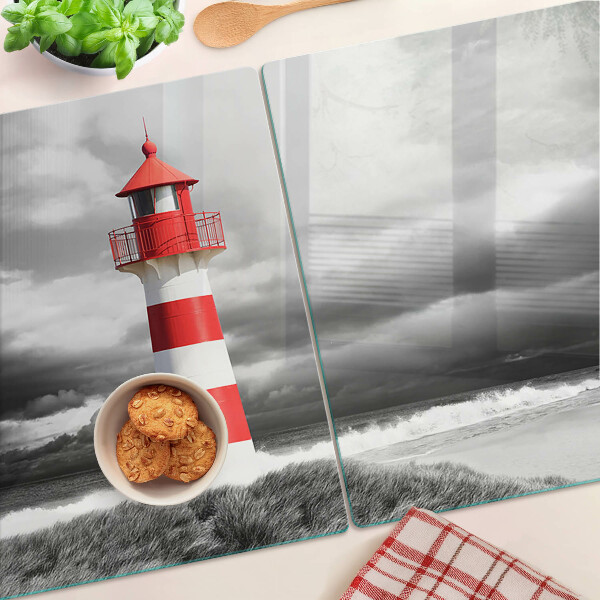 Glazen snijplanken Een vuurtoren in het landschap