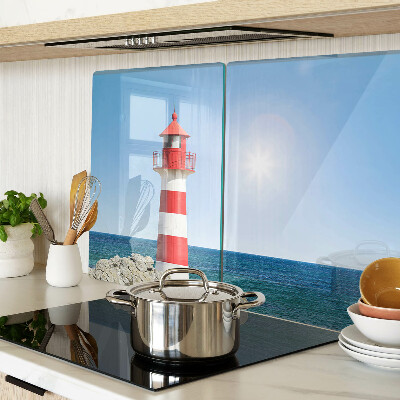 Snijplanken van glas Een vuurtoren boven de oceaan