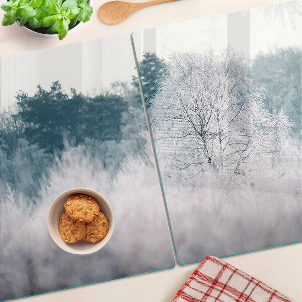 Glazen snijplanken Winterlandschap met bomen