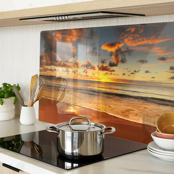 Snijplanken van glas Zonsondergang boven de zee