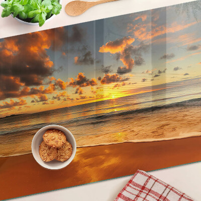 Snijplanken van glas Zonsondergang boven de zee