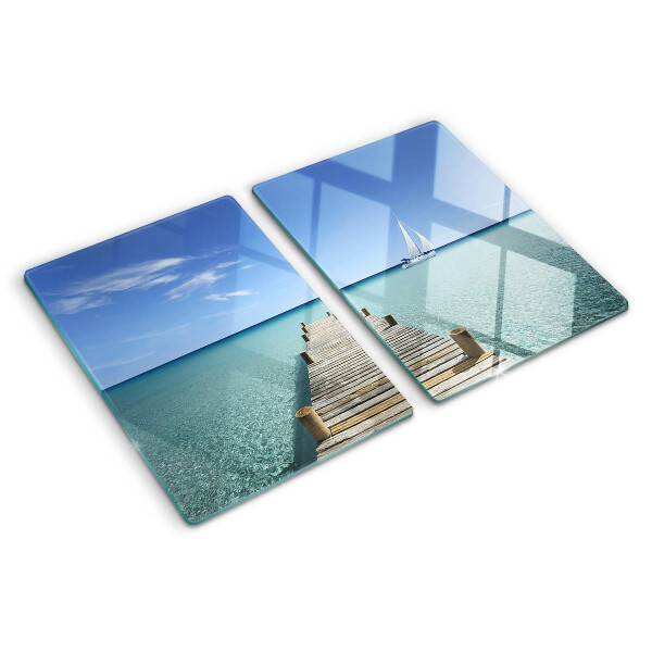 Snijplanken glas Pier boven de turquoise zee