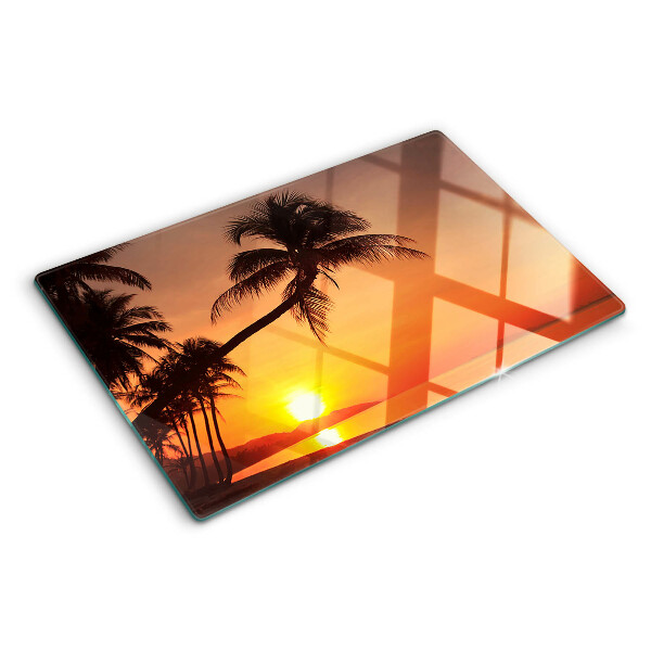 Snijplanken van glas Zonsondergang op het strand