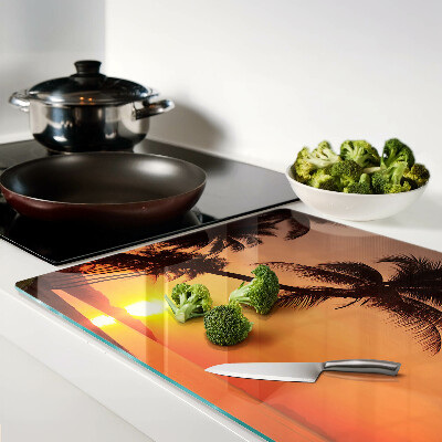 Snijplanken van glas Zonsondergang op het strand