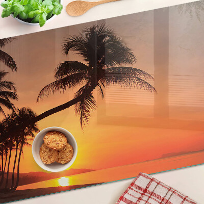 Snijplanken van glas Zonsondergang op het strand