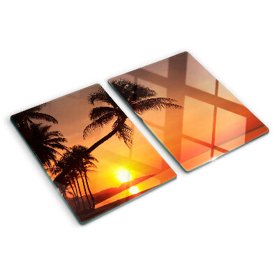 Snijplanken van glas Zonsondergang op het strand