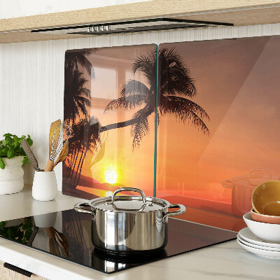 Snijplanken van glas Zonsondergang op het strand