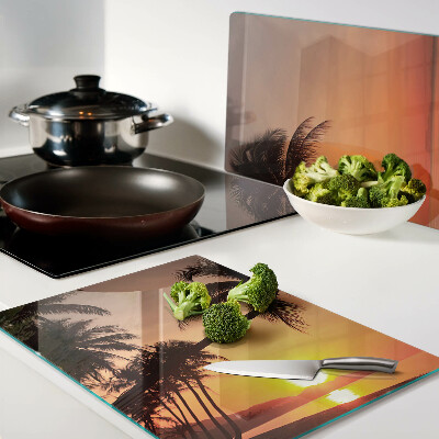 Snijplanken van glas Zonsondergang op het strand