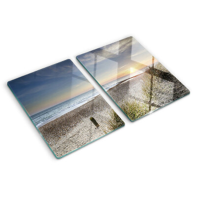 Snijplanken glas Strand bij zonsondergang